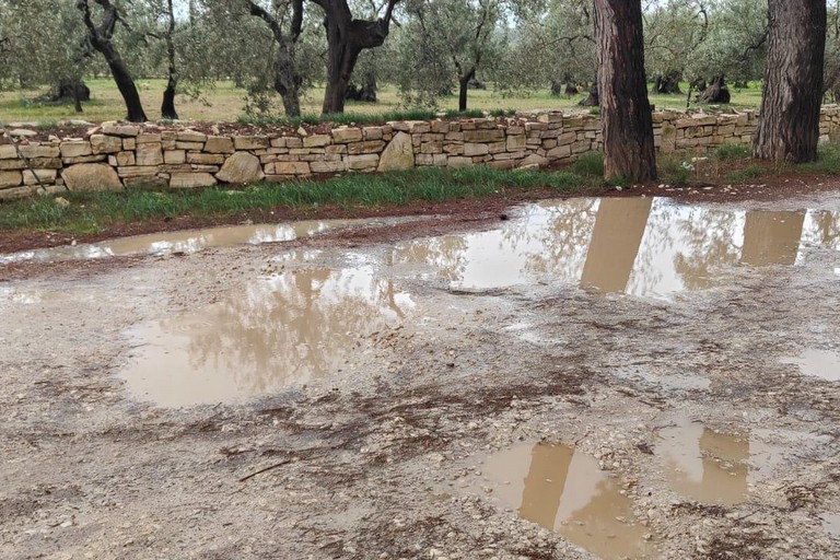 Buche e pozzanghere su via Appia Traiana