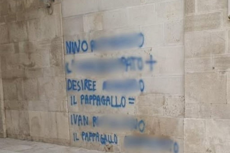 Scritte sul mercato Lioy. <span>Foto Staff sindaco </span>