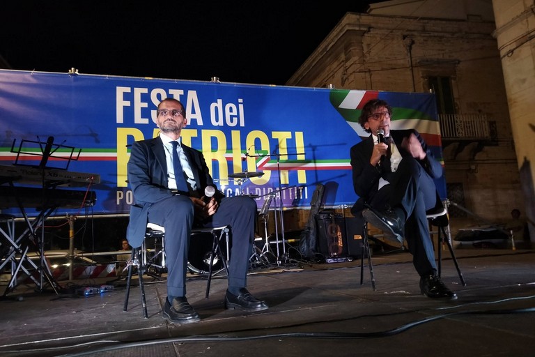 Marcello Gemmato sul palco della Festa dei Patrioti