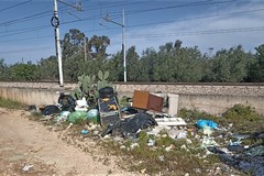 Cumuli di rifiuti abbandonati lungo la linea ferroviaria fra Terlizzi e Ruvo