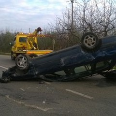 Auto si ribalta sulla Terlizzi-Mariotto