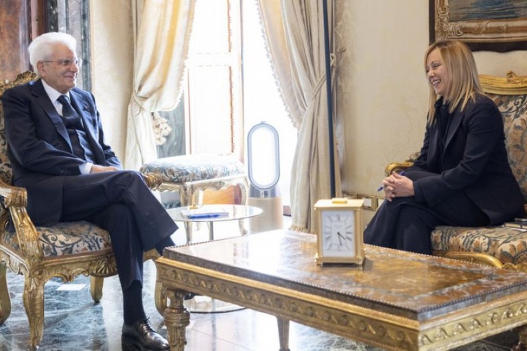 Giorgia Meloni a colloquio con il Presidente Sergio Mattarella