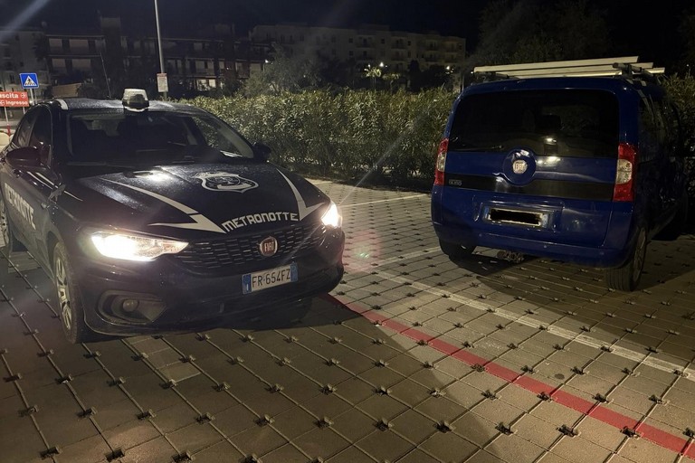 Il Fiat Qubo recuperato dalla Metronotte