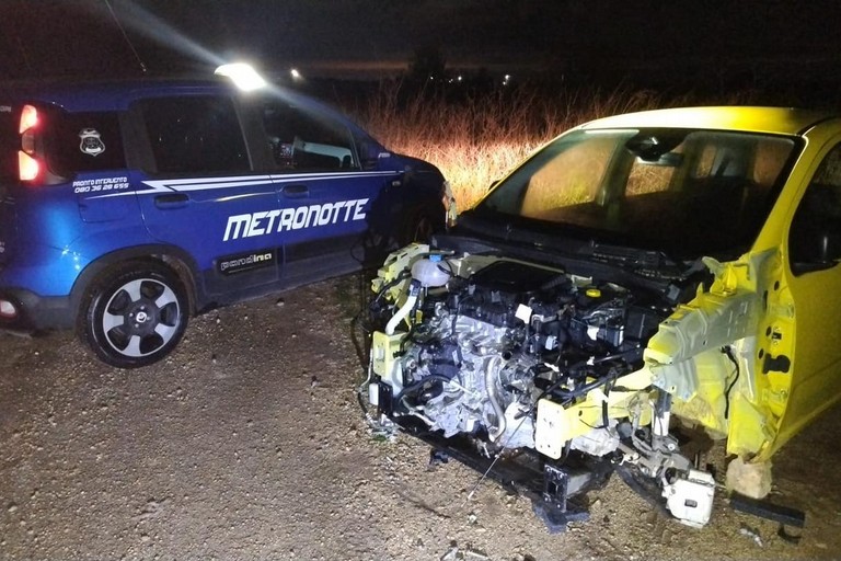 La Fiat Panda recuperata dalla Metronotte